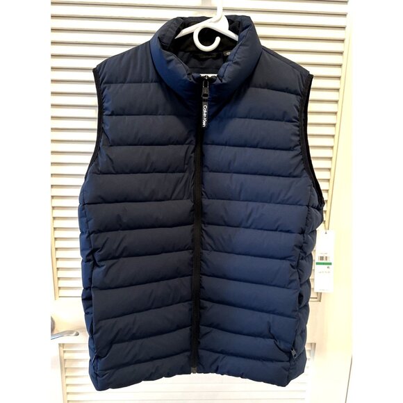 Calvin Klein Mens Large Vest Infinite Stretch Full Zip Puffer Blue New With Tags - Picture 1 of 14